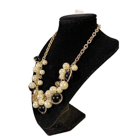 NWT Charter Club Gold-Tone Pave, Imitation Pearl & Bead Shaky Collar Necklace - Picture 2 of 6